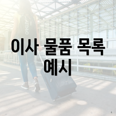 이사 물품 목록 예시