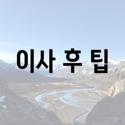 이사 후 팁