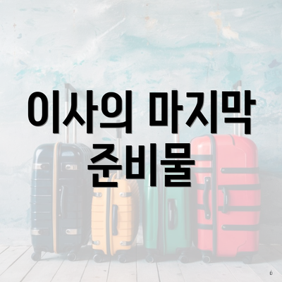이사의 마지막 준비물