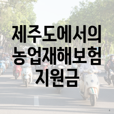제주도에서의 농업재해보험 지원금