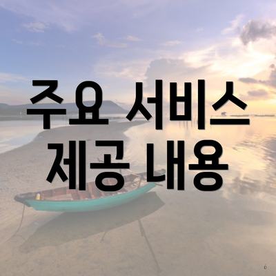 주요 서비스 제공 내용