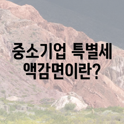 중소기업 특별세액감면이란?