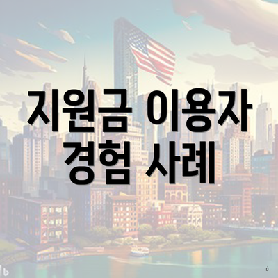 지원금 이용자 경험 사례