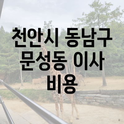 천안시 동남구 문성동 이사 비용