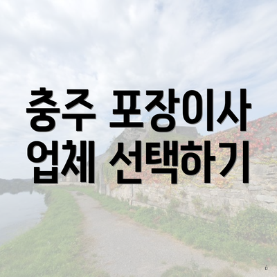 충주 포장이사 업체 선택하기