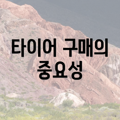 타이어 구매의 중요성