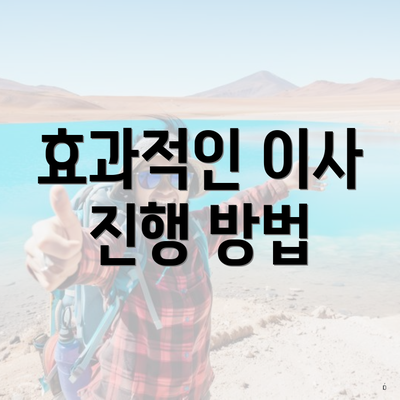 효과적인 이사 진행 방법