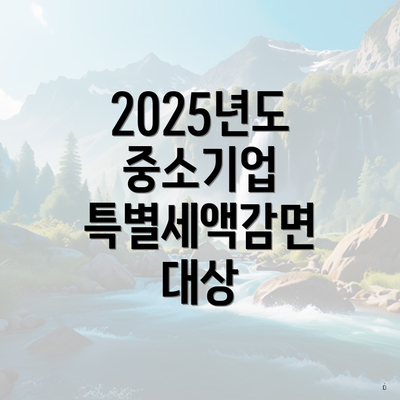 2025년도 중소기업 특별세액감면 대상