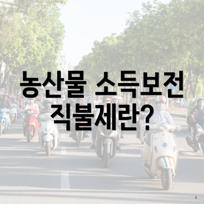 농산물 소득보전 직불제란?