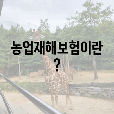 농업재해보험이란?