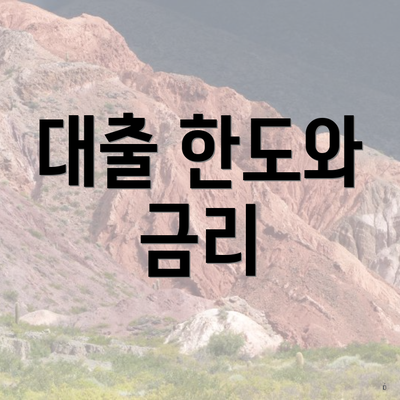 대출 한도와 금리
