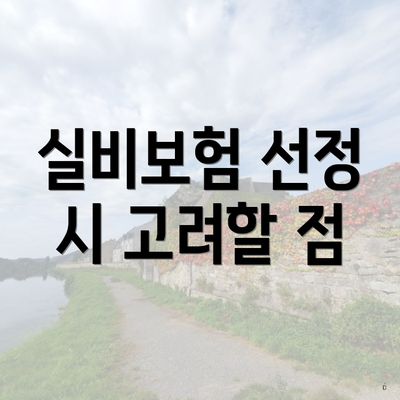 실비보험 선정 시 고려할 점