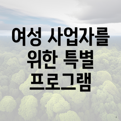 여성 사업자를 위한 특별 프로그램