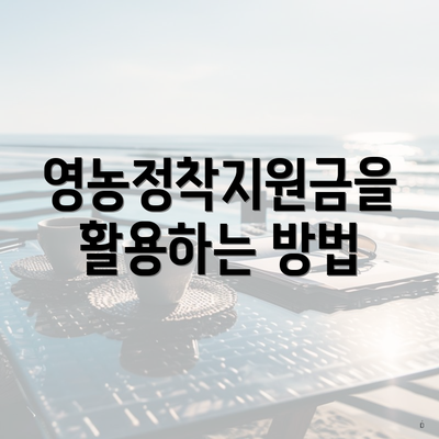 영농정착지원금을 활용하는 방법