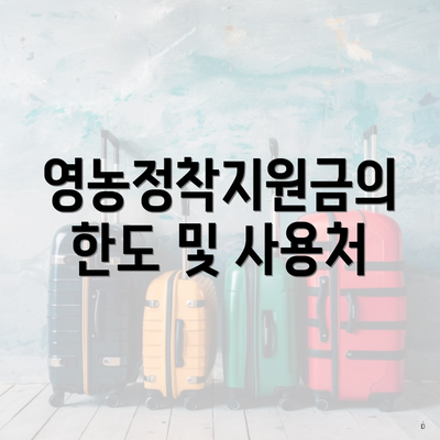 영농정착지원금의 한도 및 사용처
