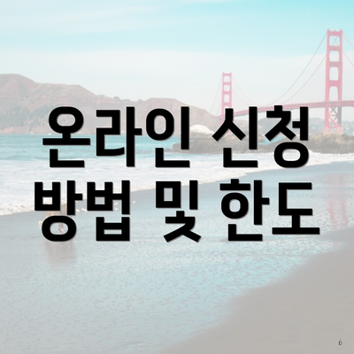 온라인 신청 방법 및 한도
