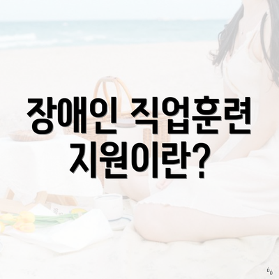 장애인 직업훈련 지원이란?