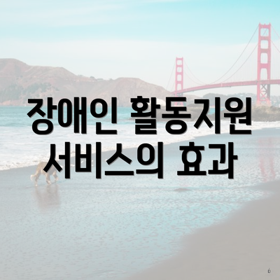 장애인 활동지원 서비스의 효과