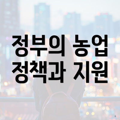 정부의 농업 정책과 지원