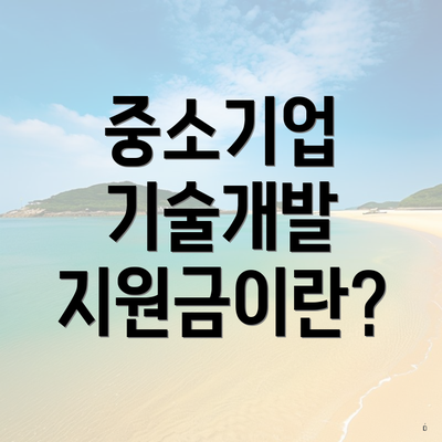 중소기업 기술개발 지원금이란?
