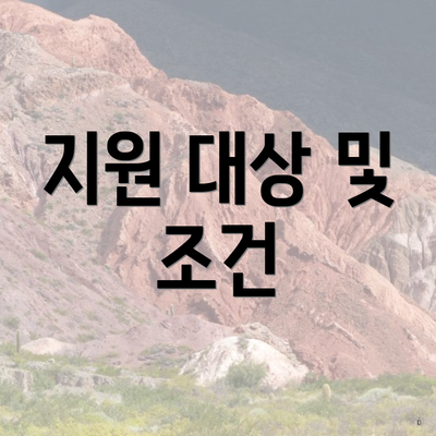 지원 대상 및 조건