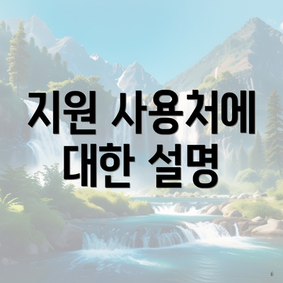지원 사용처에 대한 설명