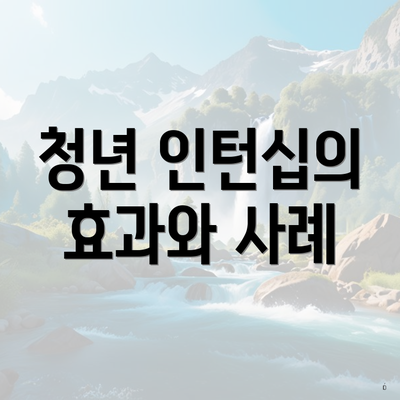 청년 인턴십의 효과와 사례