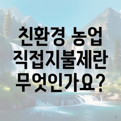 친환경 농업 직접지불제란 무엇인가요?