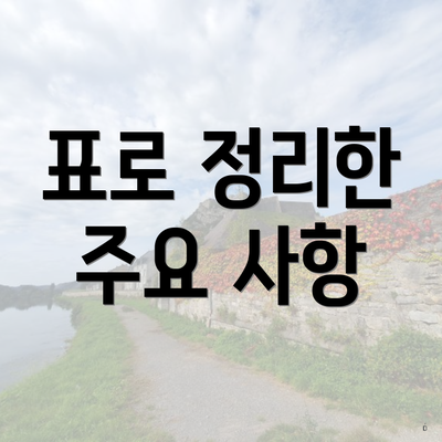 표로 정리한 주요 사항