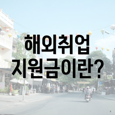 해외취업 지원금이란?