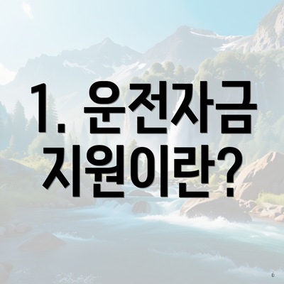 1. 운전자금 지원이란?