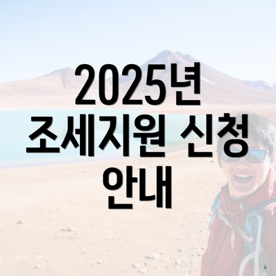 2025년 조세지원 신청 안내
