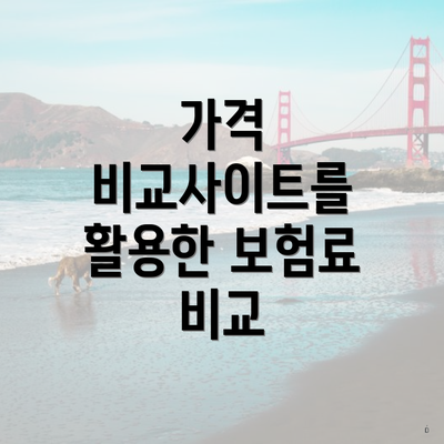 가격 비교사이트를 활용한 보험료 비교