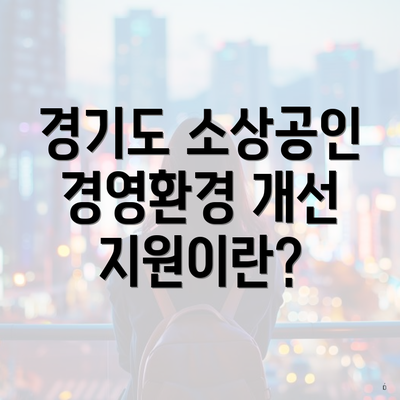 경기도 소상공인 경영환경 개선 지원이란?