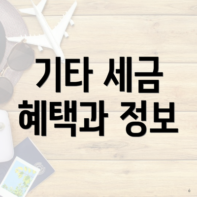 기타 세금 혜택과 정보