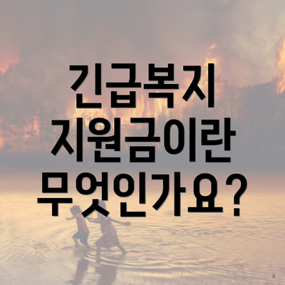 긴급복지 지원금이란 무엇인가요?