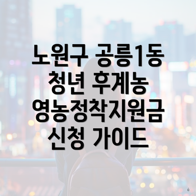노원구 공릉1동 청년 후계농 영농정착지원금 신청 가이드