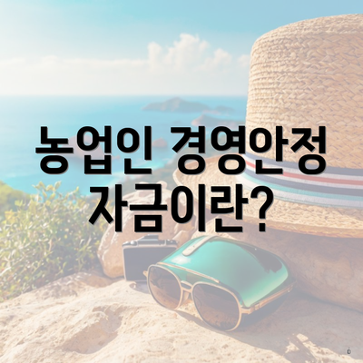 농업인 경영안정자금이란?