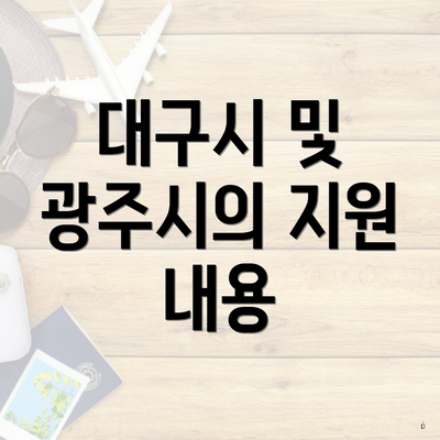 대구시 및 광주시의 지원 내용