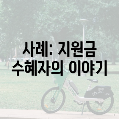 사례: 지원금 수혜자의 이야기