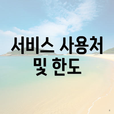 서비스 사용처 및 한도