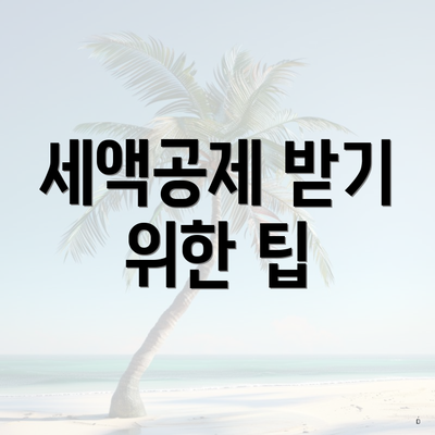 세액공제 받기 위한 팁