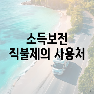 소득보전 직불제의 사용처