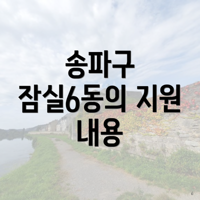송파구 잠실6동의 지원 내용