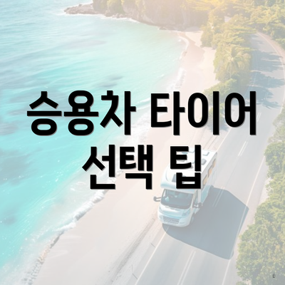승용차 타이어 선택 팁