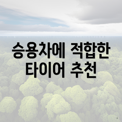 승용차에 적합한 타이어 추천