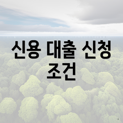 신용 대출 신청 조건