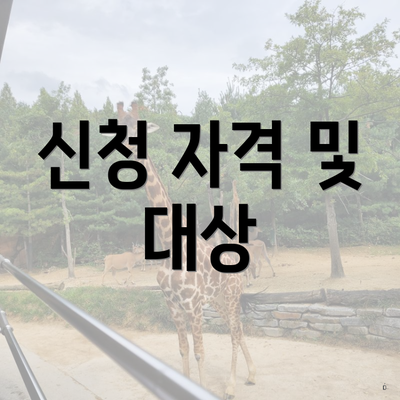신청 자격 및 대상