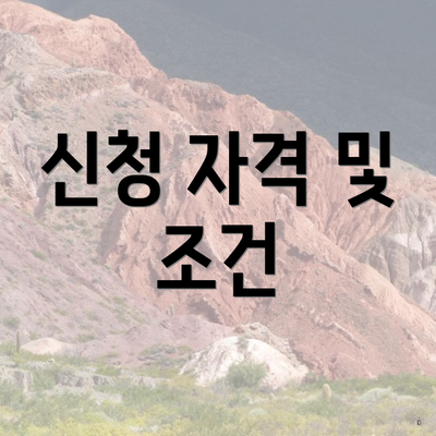 신청 자격 및 조건