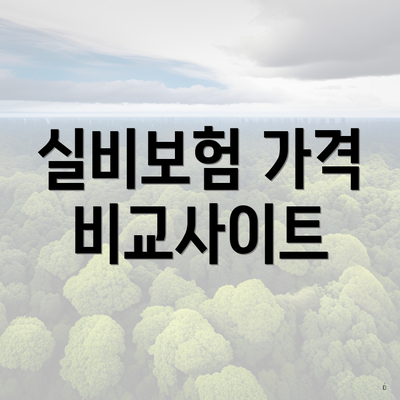 실비보험 가격 비교사이트
